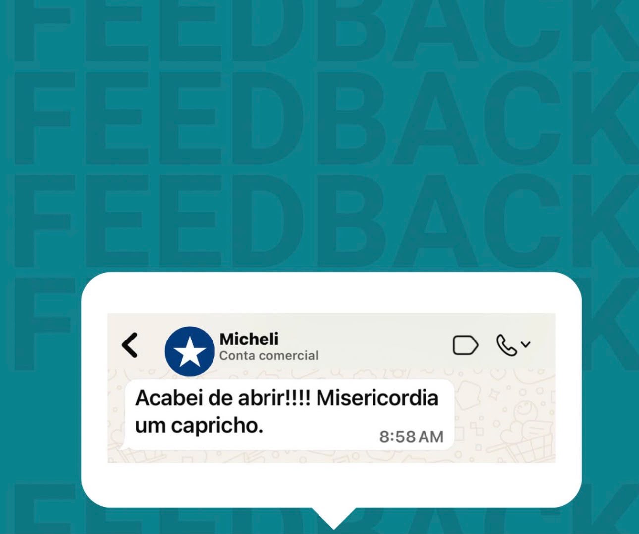 Relato de Micheli elogiando o cuidado com o material recebido