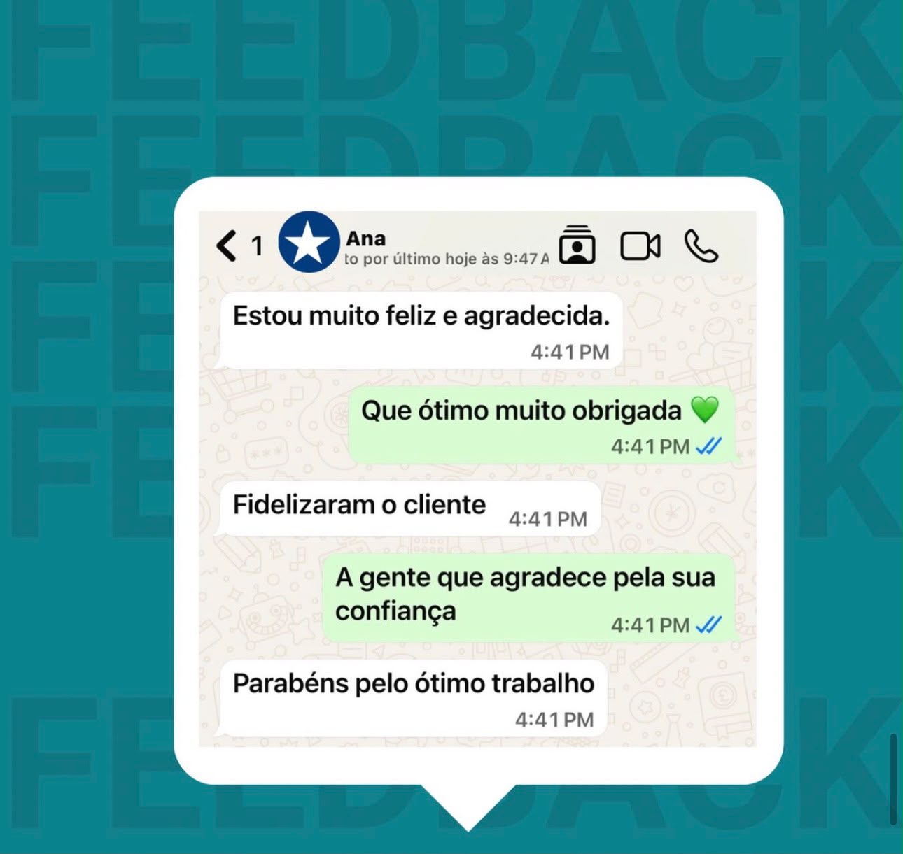 Relato de Ana agradecendo o atendimento da equipe